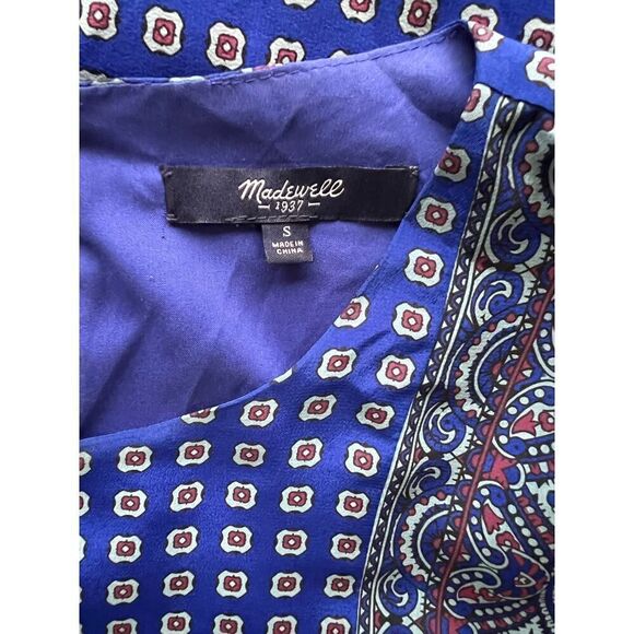 Madewell Silk Ascot Grid Keyhole Shift Flare Silk Dress Size Small - Picture 7 of 8